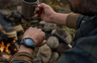 Some Garmin GPS watches are caught in a blue trian...